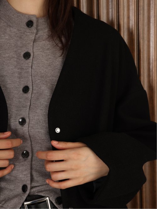 ドロー/DRAW メルトン コクーンシルエット Vカラー ジャケット(M 05黒