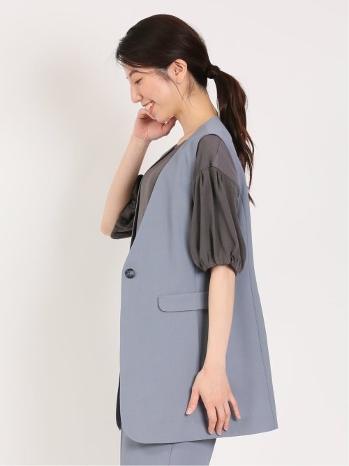 麻調合繊 ロングジレ(セットアップ可能)