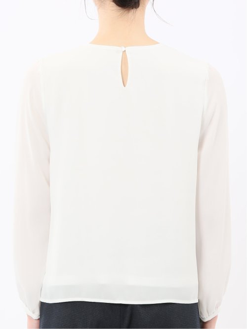 消しプリーツ 長袖プルオーバーブラウス