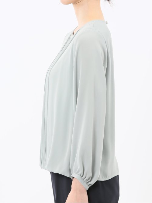 消しプリーツ 長袖プルオーバーブラウス