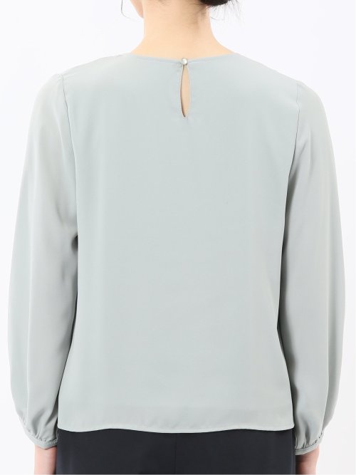 消しプリーツ 長袖プルオーバーブラウス