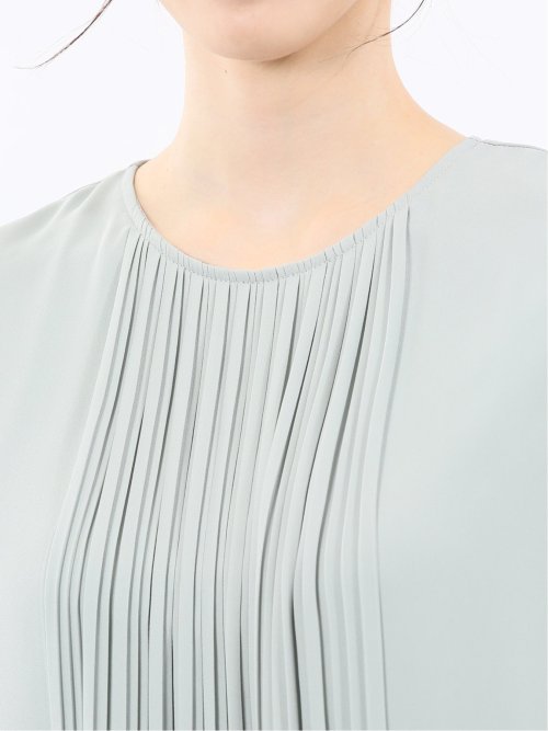 消しプリーツ 長袖プルオーバーブラウス