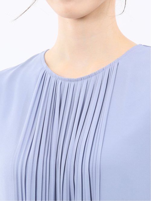 消しプリーツ 長袖プルオーバーブラウス