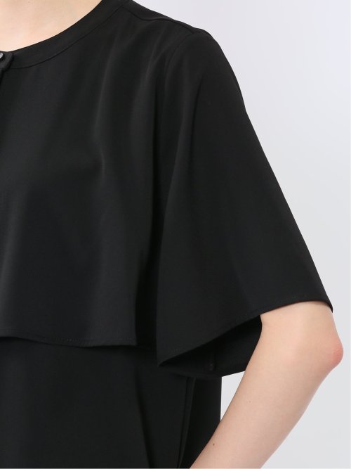 ケープバンドカラー 半袖比翼ブラウス