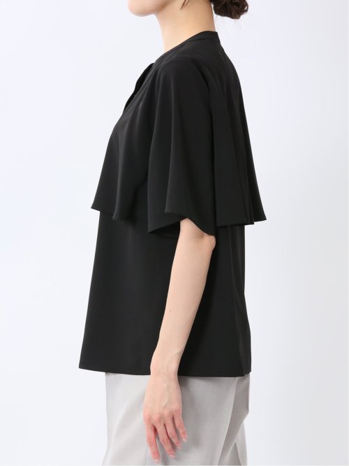 ケープバンドカラー 半袖比翼ブラウス