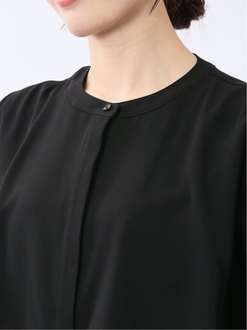 ケープバンドカラー 半袖比翼ブラウス