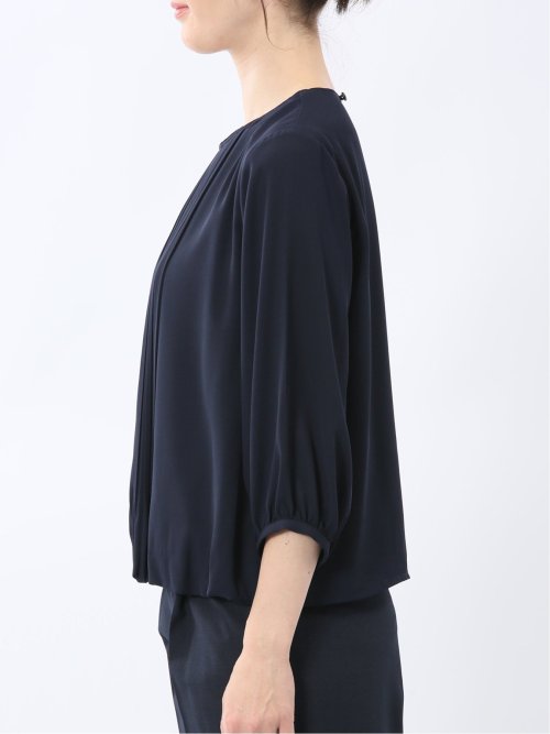 消しプリーツ 7分袖プルオーバーブラウス