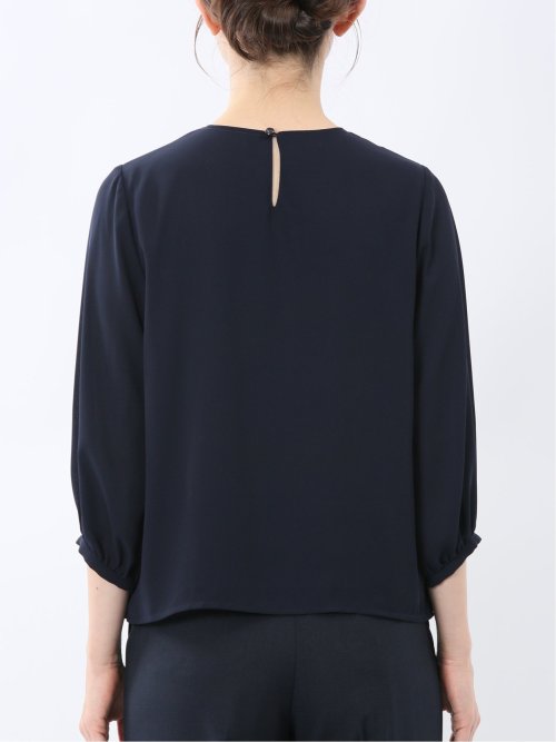 消しプリーツ 7分袖プルオーバーブラウス