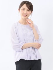 消しプリーツ 7分袖プルオーバーブラウス