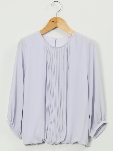 消しプリーツ 7分袖プルオーバーブラウス