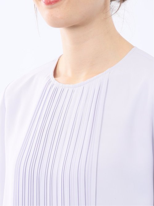 消しプリーツ 7分袖プルオーバーブラウス