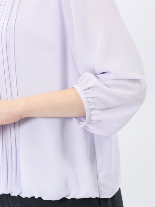 消しプリーツ 7分袖プルオーバーブラウス