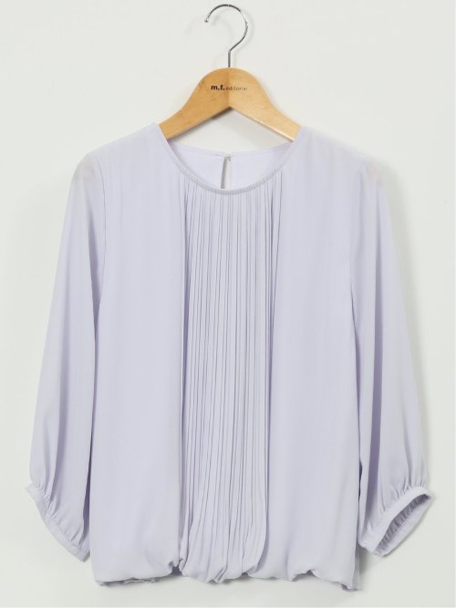 消しプリーツ 7分袖プルオーバーブラウス