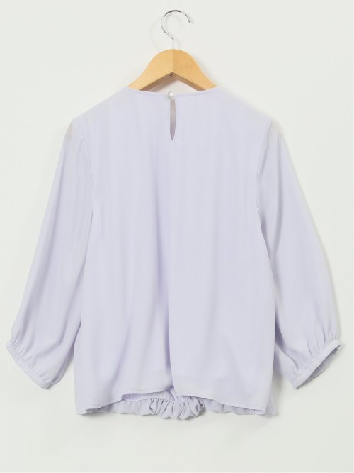 消しプリーツ 7分袖プルオーバーブラウス