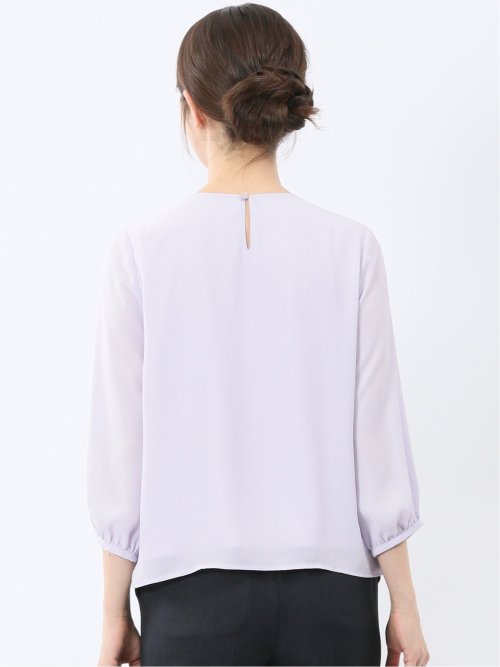 消しプリーツ 7分袖プルオーバーブラウス