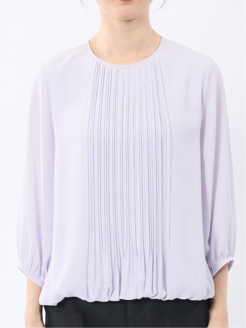 消しプリーツ 7分袖プルオーバーブラウス