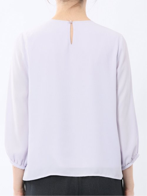 消しプリーツ 7分袖プルオーバーブラウス