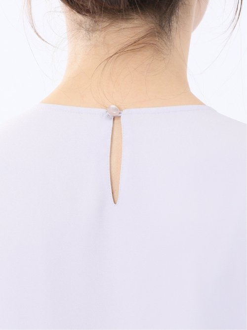 消しプリーツ 7分袖プルオーバーブラウス