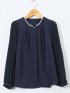 袖プリーツ プルオーバーブラウス