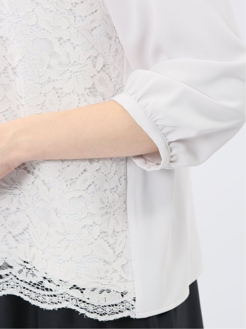 前身レース 7分袖プルオーバーブラウス