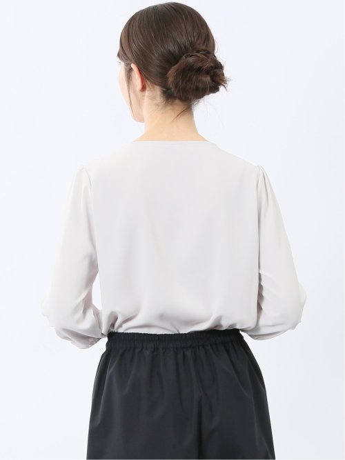 前身レース 7分袖プルオーバーブラウス