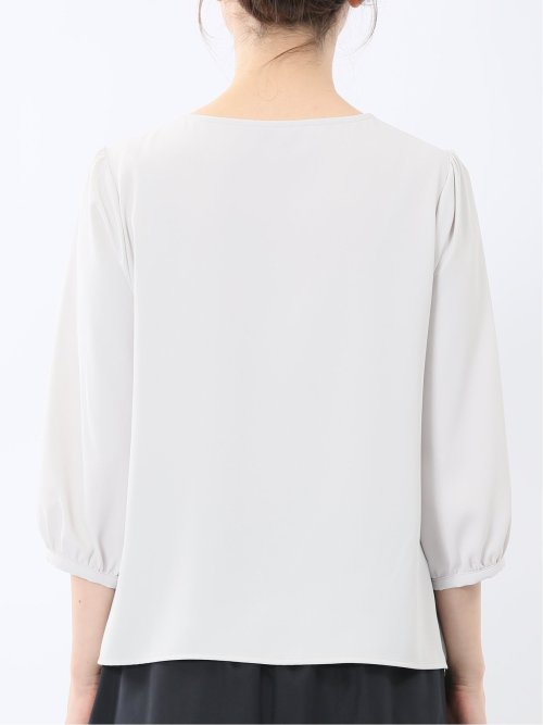 前身レース 7分袖プルオーバーブラウス