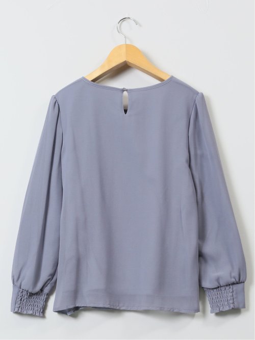 裏起毛タック 長袖プルオーバーブラウス