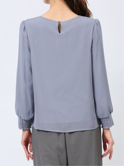 裏起毛タック 長袖プルオーバーブラウス