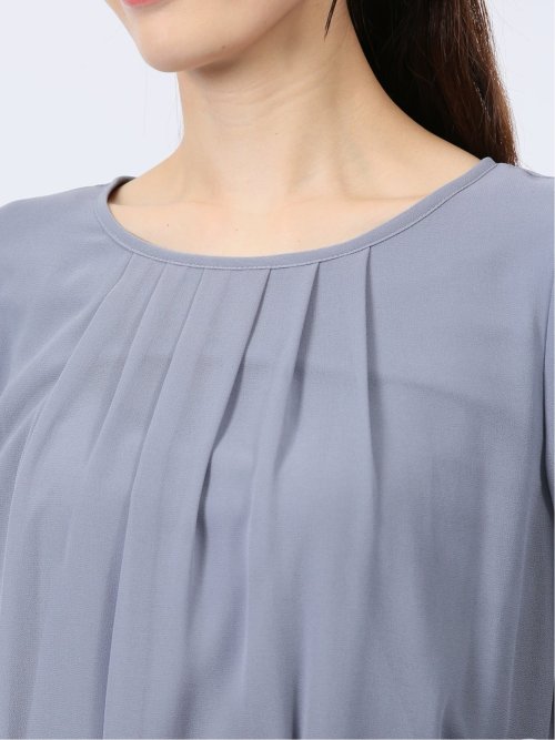 裏起毛タック 長袖プルオーバーブラウス