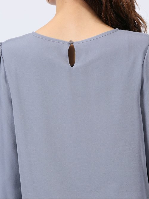 裏起毛タック 長袖プルオーバーブラウス