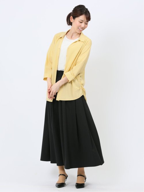 脇タック前開き スキッパーシャツチュニック