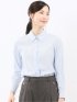 レーヨン混 レギュラーカラー 比翼長袖ブラウス