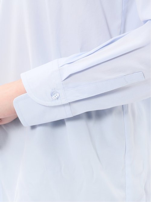 レーヨン混 レギュラーカラー 比翼長袖ブラウス