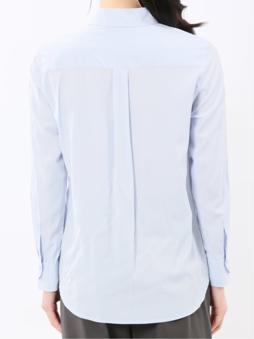 レーヨン混 レギュラーカラー 比翼長袖ブラウス