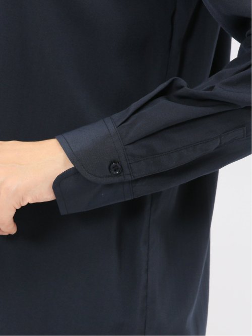 レーヨン混 レギュラーカラー 比翼長袖ブラウス