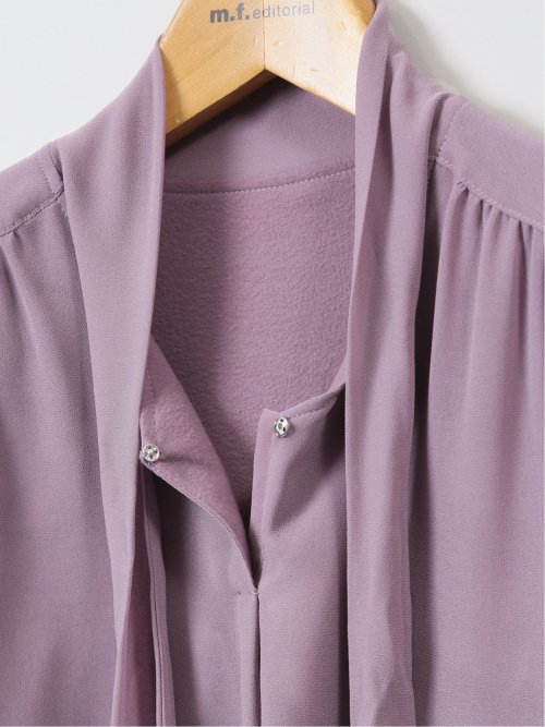 裏起毛ボウタイ 長袖プルオーバーブラウス