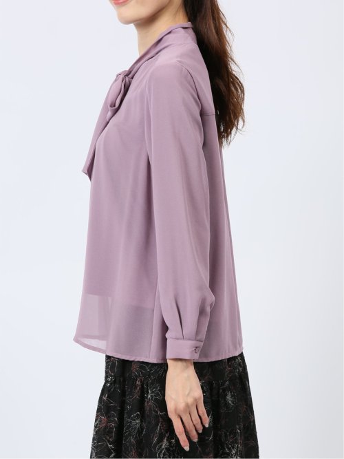 裏起毛ボウタイ 長袖プルオーバーブラウス