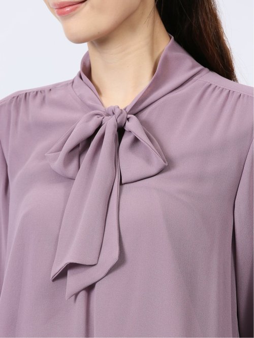 裏起毛ボウタイ 長袖プルオーバーブラウス