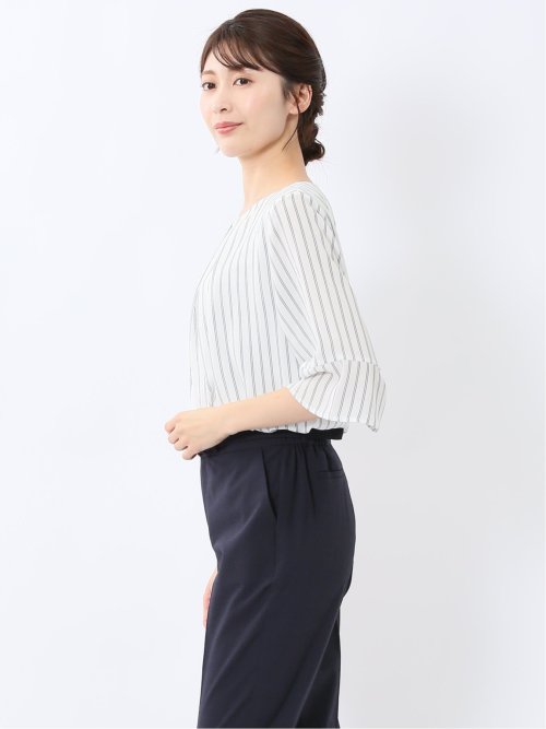 ネックレス付き 7分袖プルオーバーブラウス