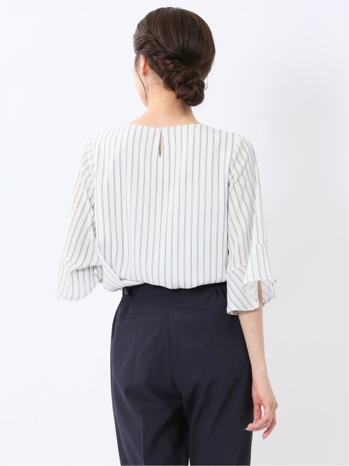 ネックレス付き 7分袖プルオーバーブラウス