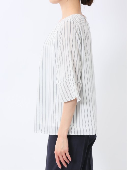 ネックレス付き 7分袖プルオーバーブラウス