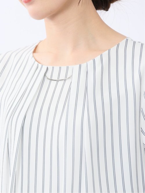 ネックレス付き 7分袖プルオーバーブラウス