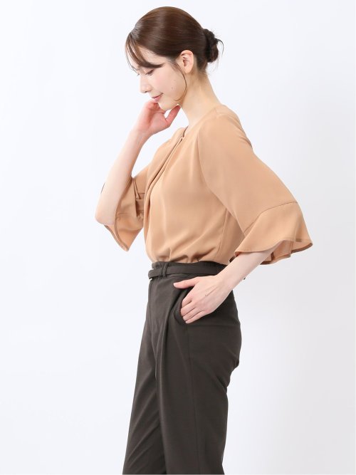 ネックレス付き 7分袖プルオーバーブラウス