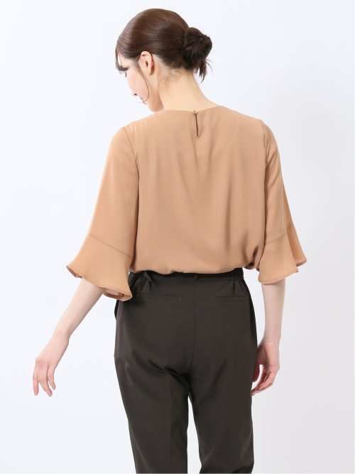 ネックレス付き 7分袖プルオーバーブラウス