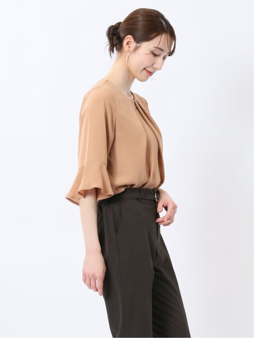 ネックレス付き 7分袖プルオーバーブラウス