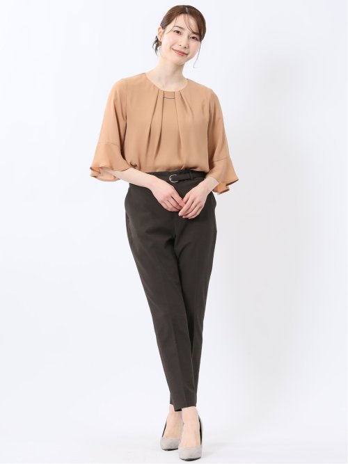 ネックレス付き 7分袖プルオーバーブラウス