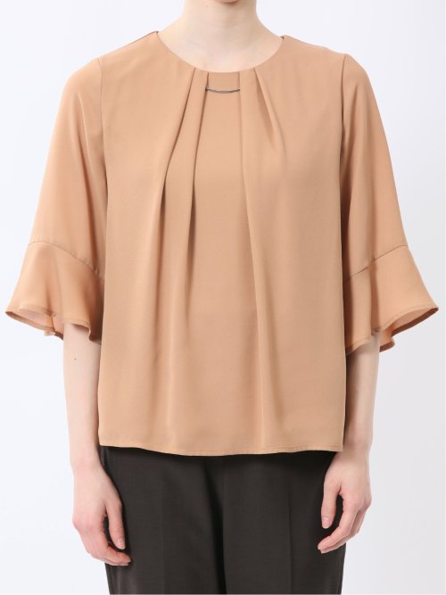 ネックレス付き 7分袖プルオーバーブラウス