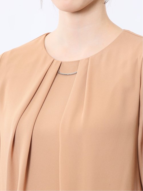 ネックレス付き 7分袖プルオーバーブラウス