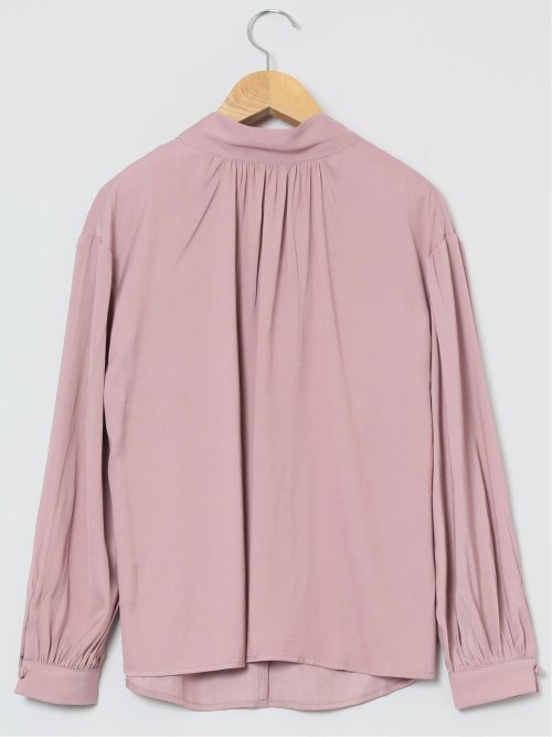 ビンテージサテン リボンタイ 長袖プルオーバーブラウス