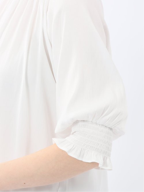 ビンテージサテン シャーリング ハイネック プルオーバー ブラウス